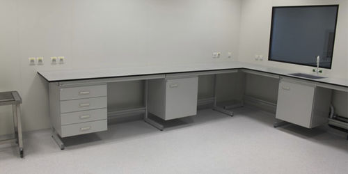 Mesa de laboratorio - POL-EKO APARATURA sp.j. - rectangular / en L / de acero inoxidable