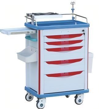 Carro de emergencia - FY-ET009H - Jiangsu Fuyou Medical - de acero inoxidable / de plástico / con bandejas