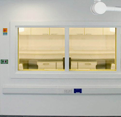 Ventana de protección radiológica - Woodmans Meditech - fija / de cristal de plomo