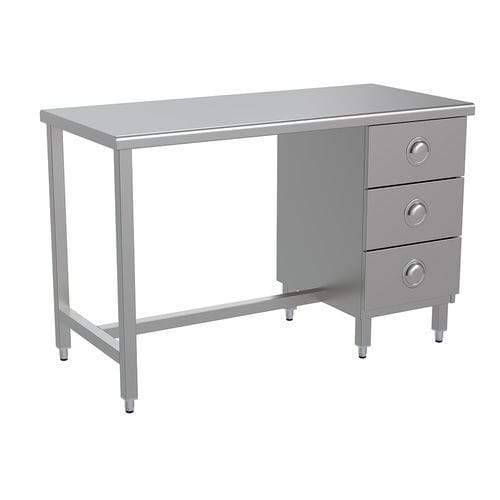 Mesa de trabajo - SWT131 - Proxenon - rectangular / de acero inoxidable / con cajones