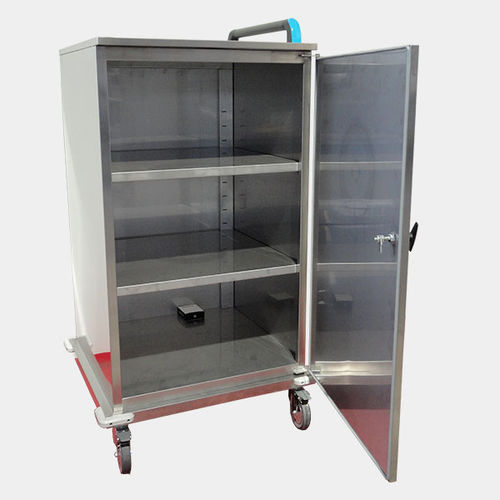 Carro de limpieza - Rinox S.r.l. - de acero inoxidable / con estante / con 1 puerta