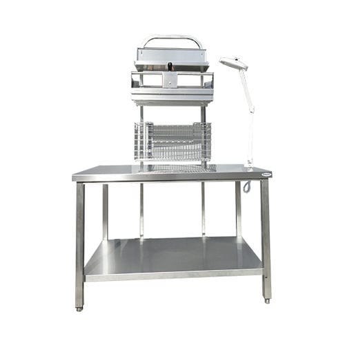 Mesa de acondicionamiento de instrumental médico - Rinox S.r.l. - de altura regulable / de acero inoxidable