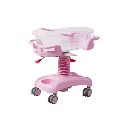 Cuna hospitalaria para bebé - B002 - Foshan Medco Medical equipment Co., Ltd. - con ruedas / de altura variable / presalida