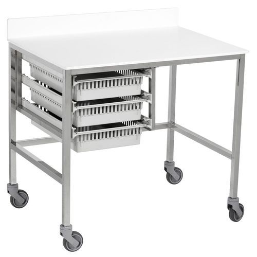 Mesa de trabajo - Hi-Mac - TOURINOX - cuadrada / con ruedas / de acero inoxidable