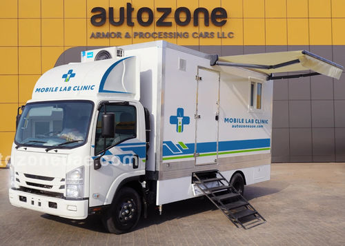 Unidad móvil hospitalaria de laboratorio - Isuzu NPR 75 - AUTO ZONE ARMOR AND PROCESSING CARS L.L.C - camión / diésel / mecánica