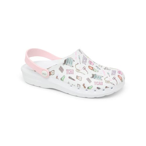 Zueco hospitalario para mujer - ODEN PRINT ENFERMERA - Suecos Footwear - impermeable / antimicrobiano / rosa