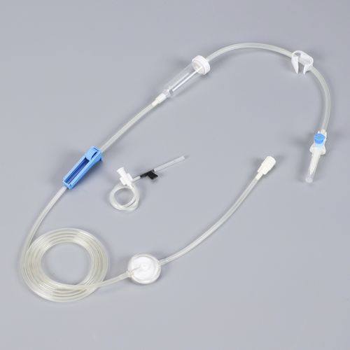 Set de perfusión con cámara de goteo - Zhejiang Runqiang Medical Instruments - con grifo / con filtro para prevenir la contaminación de partículas / con válvula hemostática