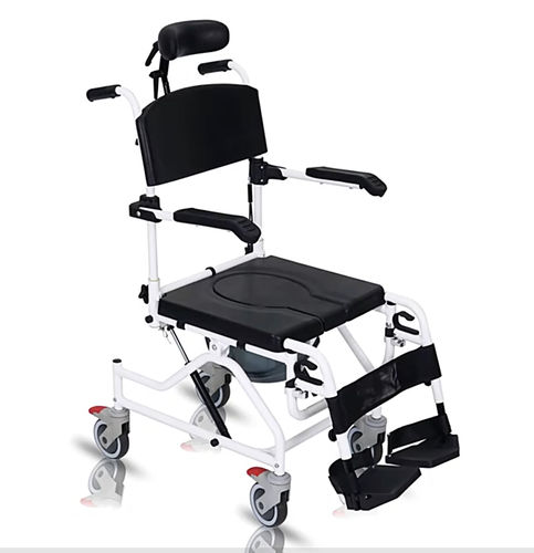 Silla de ducha con reposabrazos - Ortocare - con ruedas / con apertura higiénica / con respaldo