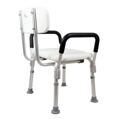 Silla de ducha con reposabrazos - HQ505L - Zhongshan Hanqi Medicalequiment Technology - con respaldo / de plástico