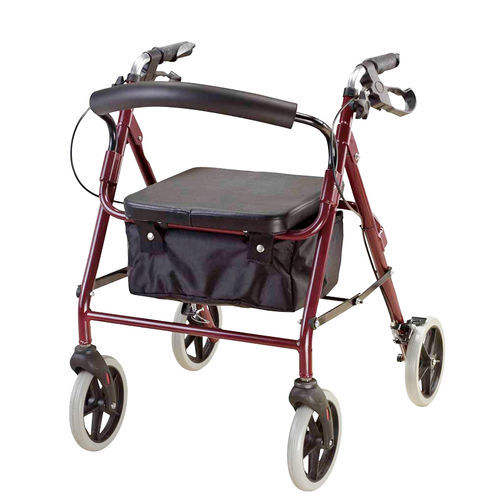 Andador con ruedas con 4 ruedas - HQ426L - Zhongshan Hanqi Medicalequiment Technology - marco de aluminio / con asiento / con canasta