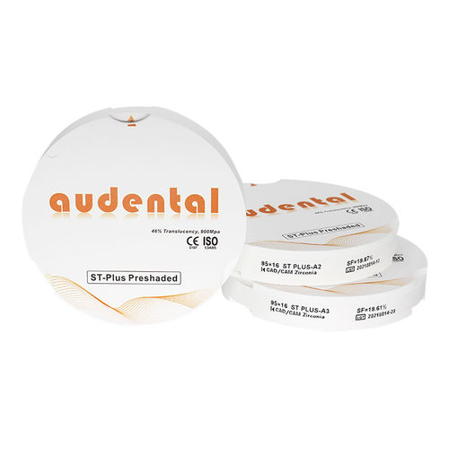 Material dental de circona - St Plus Preshaded - Audental Bio-Material Co., Ltd - para restauración dental / translúcido