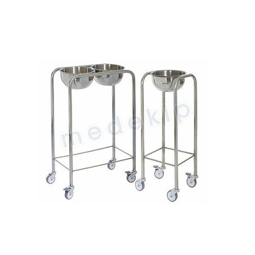 Portacuencos con dos recipientes - MED 2091 - 2096 - Medekip Medical - con ruedas / de acero inoxidable