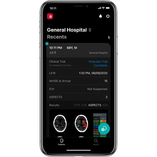 Aplicación para móviles médica - RapidAI - de gestión de ensayo clínico / en tiempo real / con inteligencia artificial