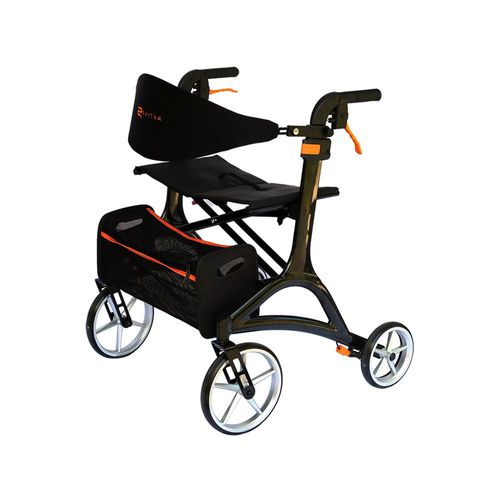 Andador con ruedas con 4 ruedas - 925HDBK - Rhythm Healthcare - marco de aluminio / con asiento / con canasta