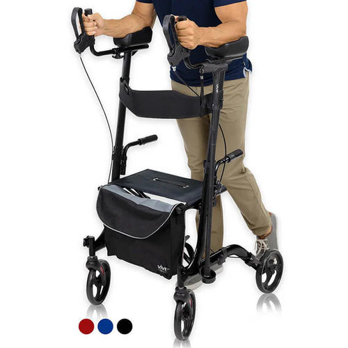 Andador con ruedas con 4 ruedas - MOB1033RED - Vive Health - marco de aluminio / con asiento / de altura regulable