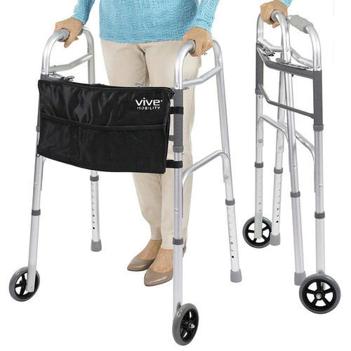 Andador con ruedas con 2 ruedas - MOB1005BLK - Vive Health - marco de aluminio / plegable / de altura regulable