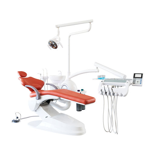 Unidad dental con sillón eléctrico - M2  - Foshan Safety Medical Equipment Co., Ltd. - con reposacabezas flexible / con sistema de higiene / con cámara intraoral