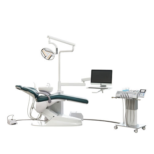 Unidad dental con sillón eléctrico - M8  - Foshan Safety Medical Equipment Co., Ltd. - con reposacabezas flexible / con monitor / con sistema de higiene