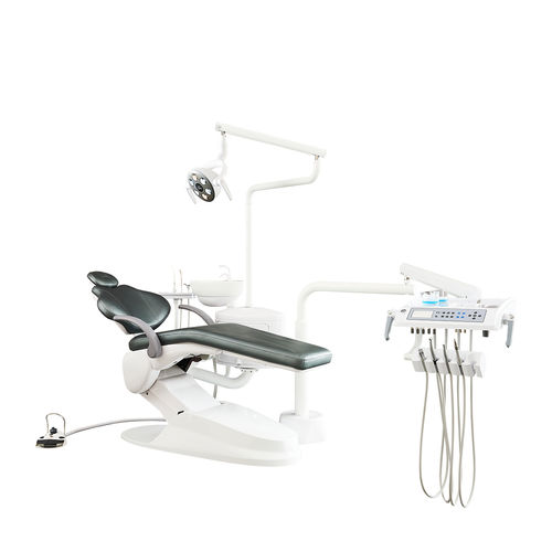 Unidad dental con sillón eléctrico - M1+ - Foshan Safety Medical Equipment Co., Ltd. - con reposacabezas flexible / con sistema de higiene / con portainstrumentos