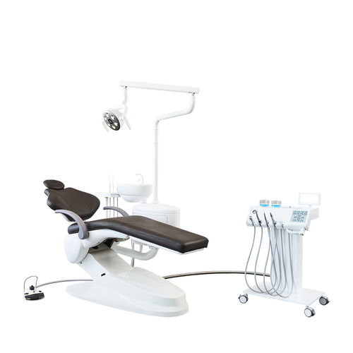 Unidad dental con sillón eléctrico - M1++ - Foshan Safety Medical Equipment Co., Ltd. - con reposacabezas flexible / con sistema de higiene / con portainstrumentos