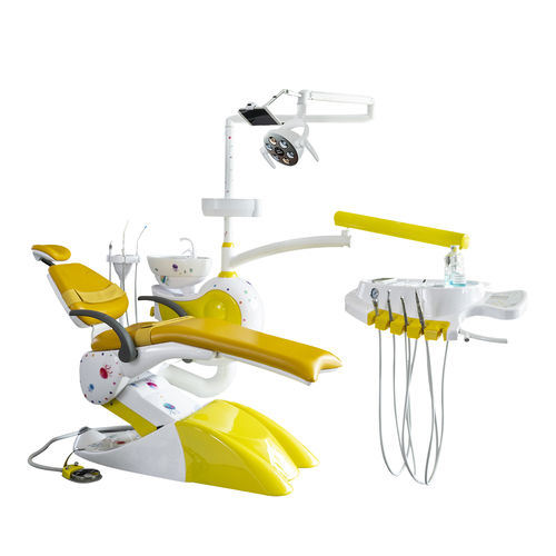 Unidad dental con sillón eléctrico - A10 - Foshan Safety Medical Equipment Co., Ltd. - con reposacabezas flexible / con sistema de higiene / con portainstrumentos