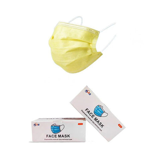 Mascarilla quirúrgica para adulto - Xiantao Yuanjie Nonwoven Products - caja de 50 / amarilla / de tres capas