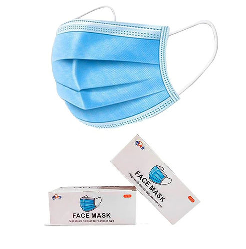 Mascarilla quirúrgica para adulto - Xiantao Yuanjie Nonwoven Products - caja de 50 / azul / de tres capas