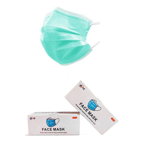 Mascarilla quirúrgica para adulto - Xiantao Yuanjie Nonwoven Products - caja de 50 / verde / de tres capas