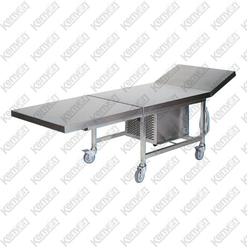 Mesa rectangular - Mortuaryequipment.net - con ruedas / de acero inoxidable / refrigerada