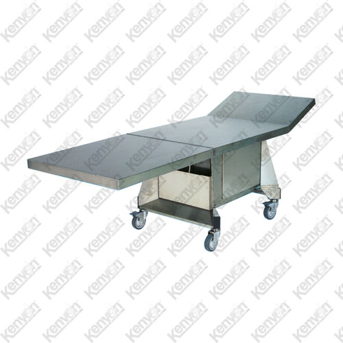 Mesa rectangular - Mortuaryequipment.net - con ruedas / de acero inoxidable / refrigerada