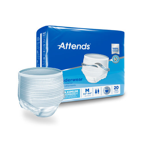 Pañal para adulto - AP07 series - Attends - transpirable / elástico / caja de 20
