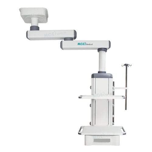 Brazo de distribución de techo - STP2B - Medige International Industries - para cuidados intensivos / articulado / con estantes