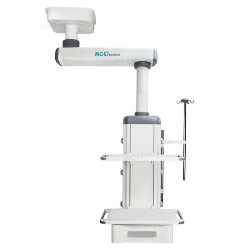 Brazo de distribución de techo - STP2D - Medige International Industries - para cuidados intensivos / con estantes / motorizado