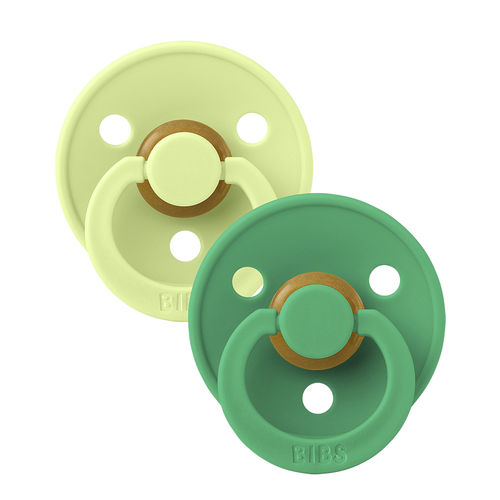 Chupete de látex - BIBS - tetina con forma redonda / verde / + 6 meses