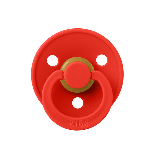 Chupete de látex - BIBS - tetina con forma redonda / roja / + 6 meses