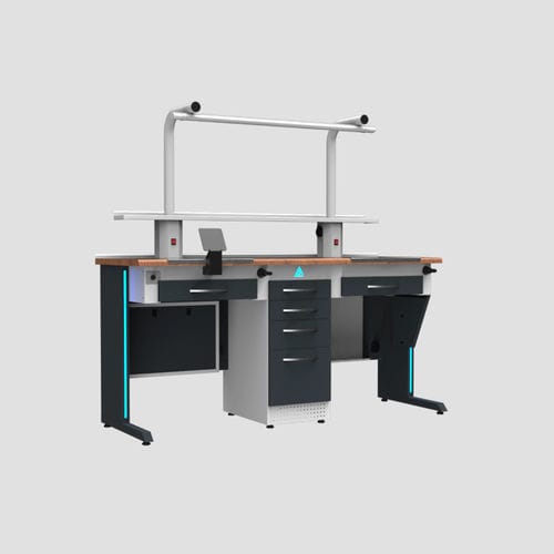 Puesto de trabajo para laboratorio dental con luz - TM3 - A4 Dental - con cajones / doble