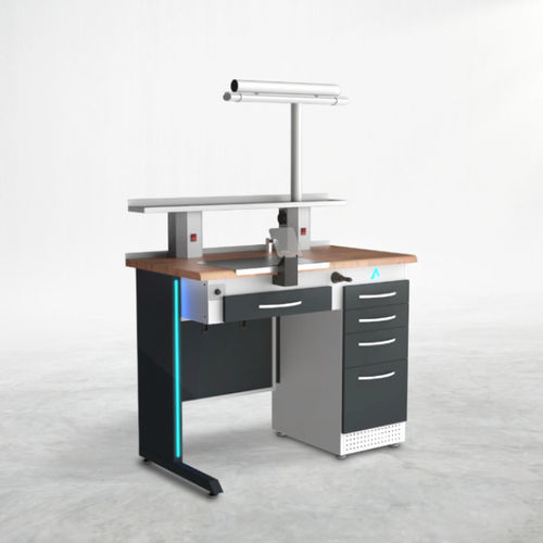 Puesto de trabajo para laboratorio dental de formación - TM1 - A4 Dental - con estantes / con luz / con cajones