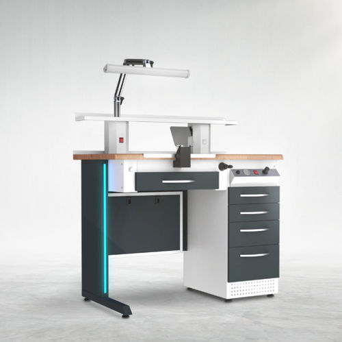 Puesto de trabajo para laboratorio dental de formación - TM1H - A4 Dental - con estantes / con luz / con cajones
