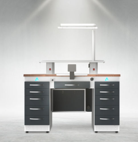Puesto de trabajo para laboratorio dental con estantes - TM2 - A4 Dental - con luz / con cajones / compacto