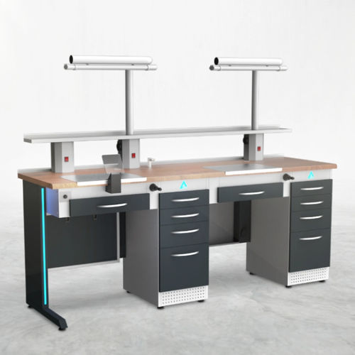 Puesto de trabajo para laboratorio dental con estantes - TM4 - A4 Dental - con luz / con cajones / doble
