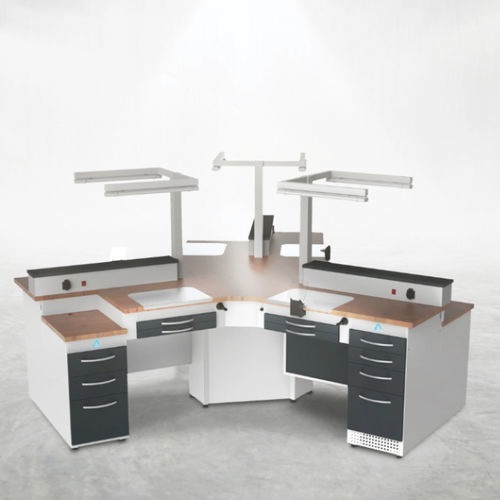 Puesto de trabajo para laboratorio dental con luz - SR3 - A4 Dental - con cajones / modular