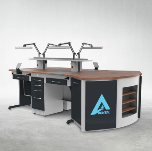 Puesto de trabajo para laboratorio dental con estantes - ADA - A4 Dental - con luz / con cajones / modular