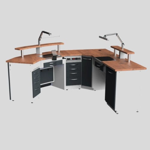 Puesto de trabajo para laboratorio dental con estantes - CHF - A4 Dental - con luz / con cajones / modular