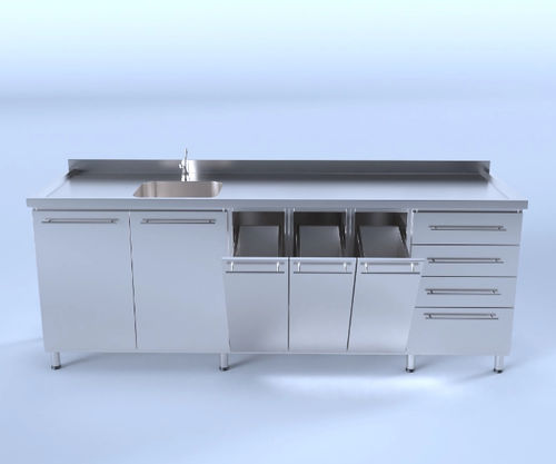 Mesa para escayola - SS1 - A4 Dental - rectangular / con fregadero / de acero inoxidable