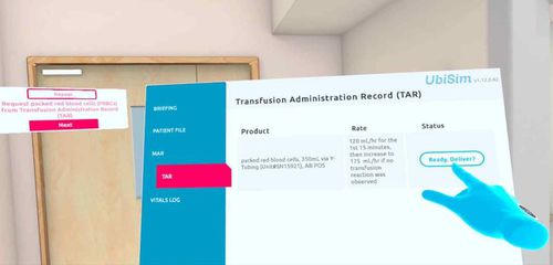 Software para historias clínicas - Blood Administration Tutorial - UbiSim - para cuidados de enfermería / de formación / de simulación