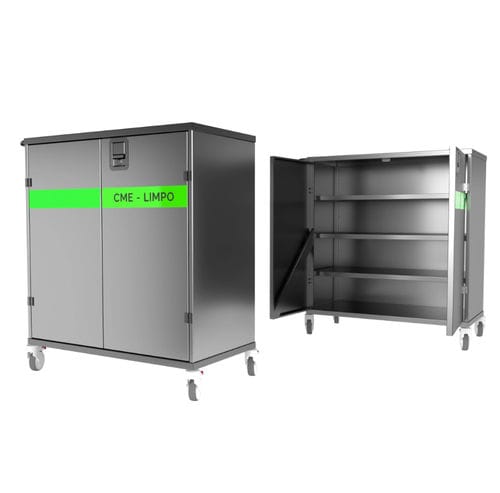 Carro médico - MT 511  - Metahospitalar - para transporte / 3 estantes / con 2 puertas