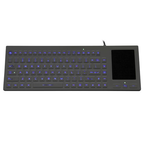Teclado médico con alfombrilla táctil - JH-IKB700BL - Jinghong Industrial - de silicona / impermeable / con retroiluminación LED