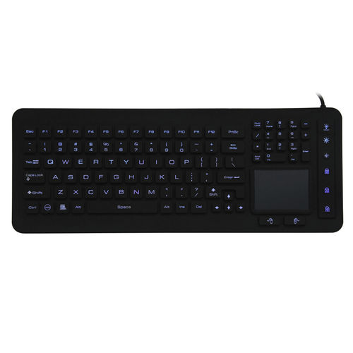 Teclado con alfombrilla táctil - JH-IKB98BL - Jinghong Industrial - de silicona / desinfectable / con retroiluminación LED