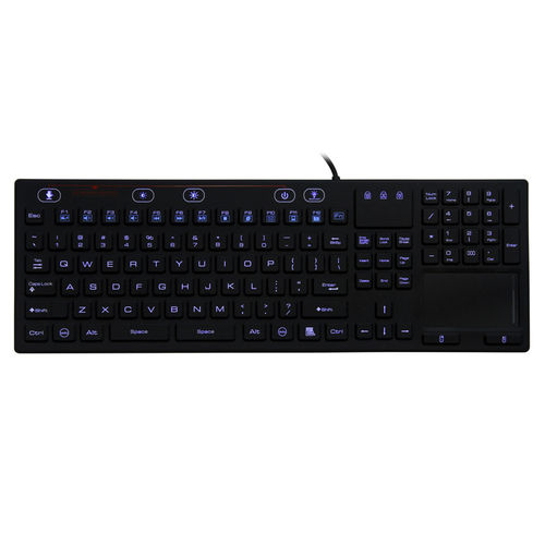 Teclado con alfombrilla táctil - JH-IKB110BL - Jinghong Industrial - de silicona / impermeable / con retroiluminación LED