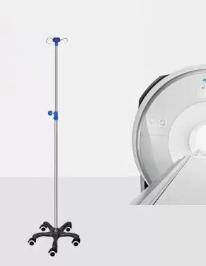 Portasueros con ruedas - Sun Medical Products - 2 ganchos / de acero inoxidable / compatible con IRM
